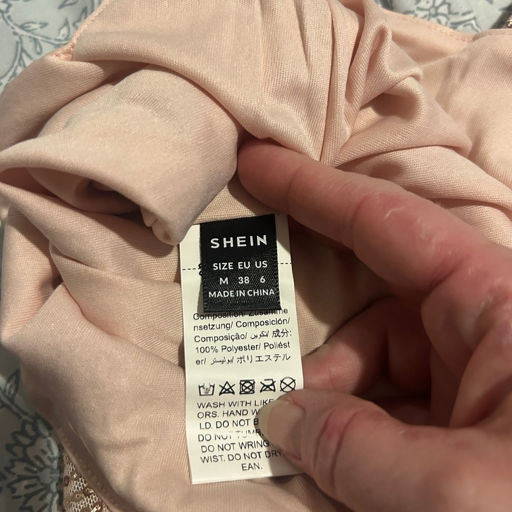 One-Shoulder Pink with Rose GoldSequin Party Dress - Picture 9 of 11